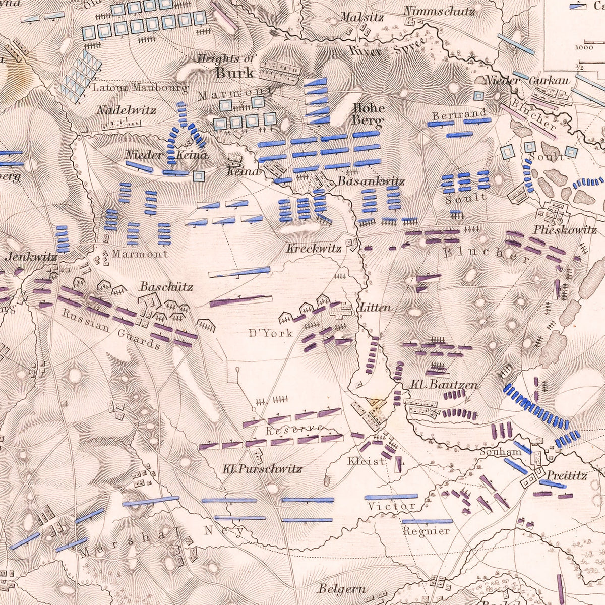 Restored historic details from the 1813 city map of Bautzen