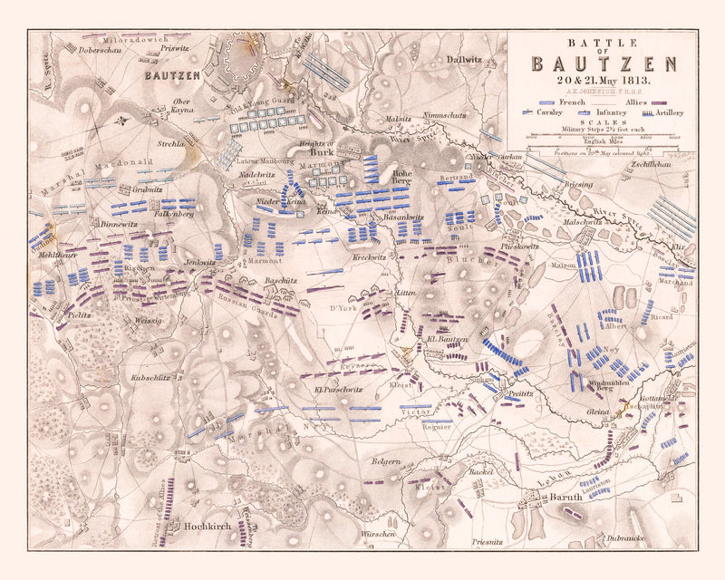 Size comparison using Vintage Map of the Battle of Bautzen, 1813