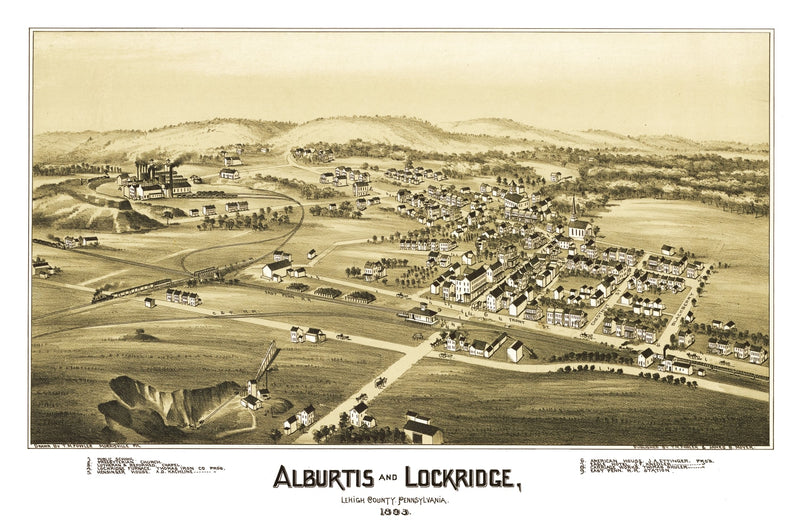 Size comparison using Vintage Map of Alburtis, Pennsylvania 1893