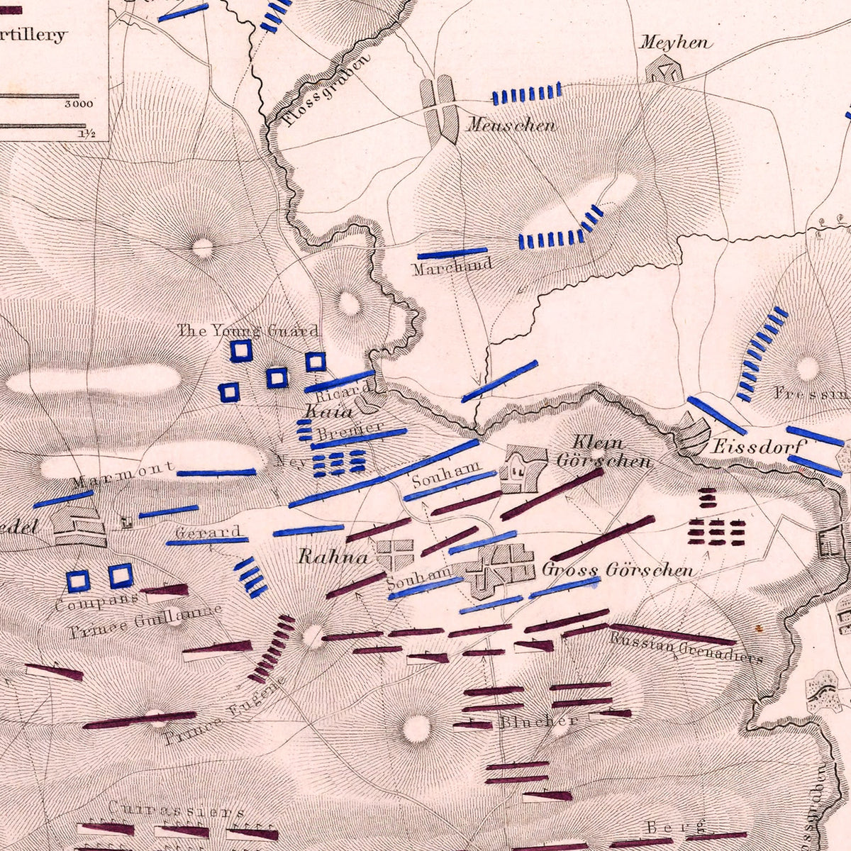 Restored historic details from the 1813 city map of Lutzen