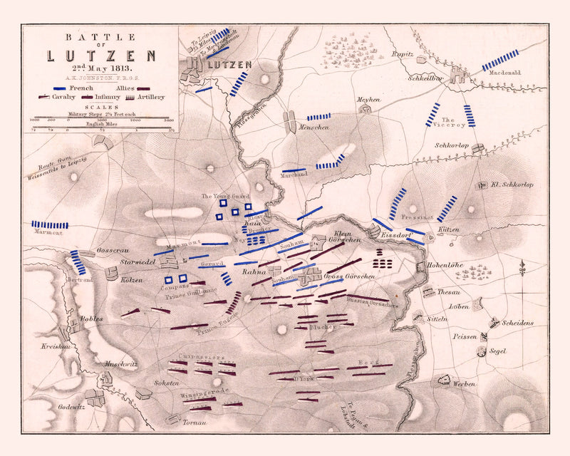 Size comparison using Vintage Map of the Battle of Lutzen, 1813