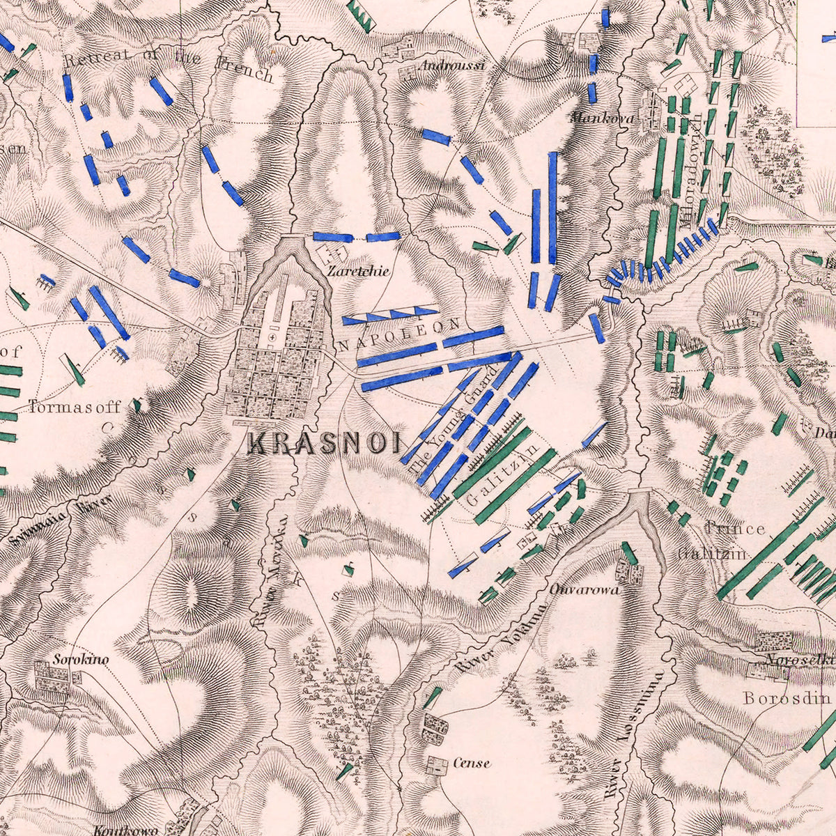 Restored historic details from the 1812 city map of Krasny