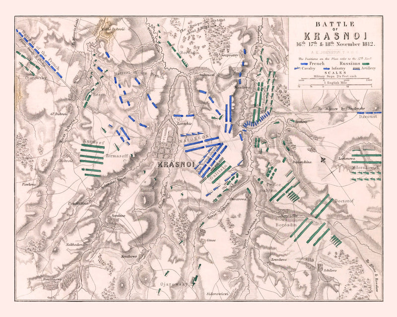 Size comparison using Vintage Map of the Battle of Krasnoi, 1812