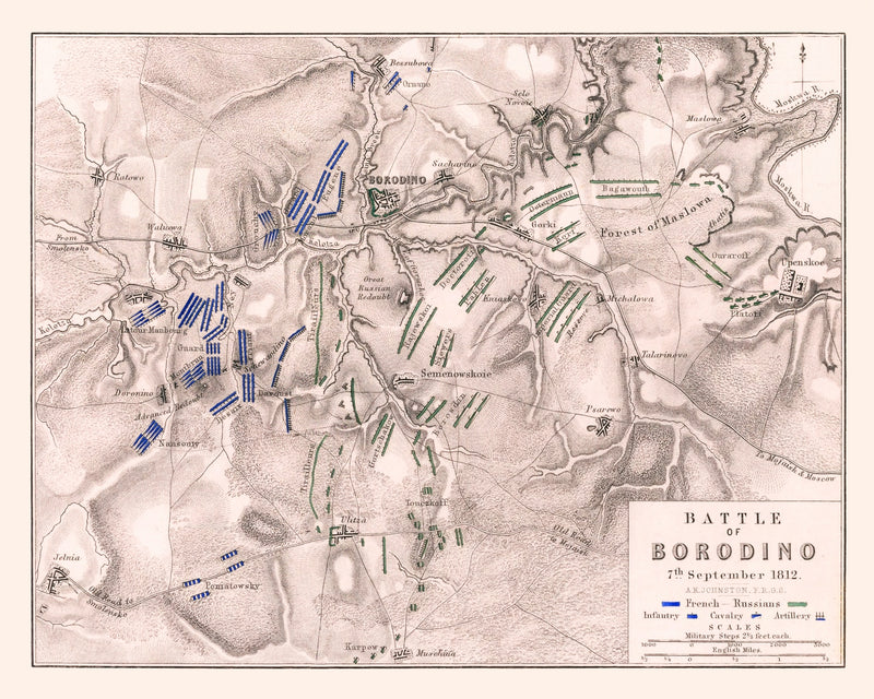 Size comparison using Vintage Map of the Battle of Borodino, 1812