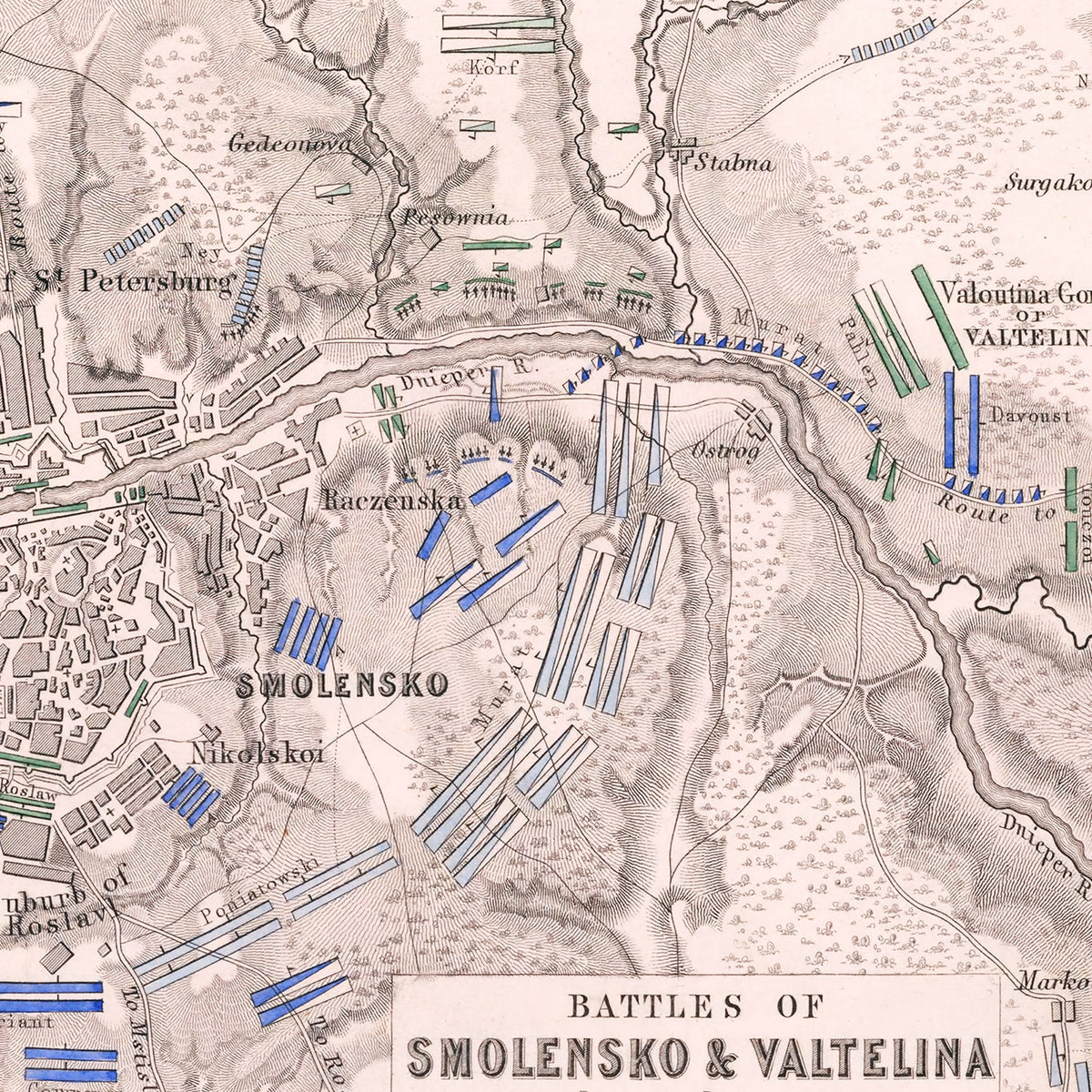 Restored historic details from the 1812 city map of Smolensk
