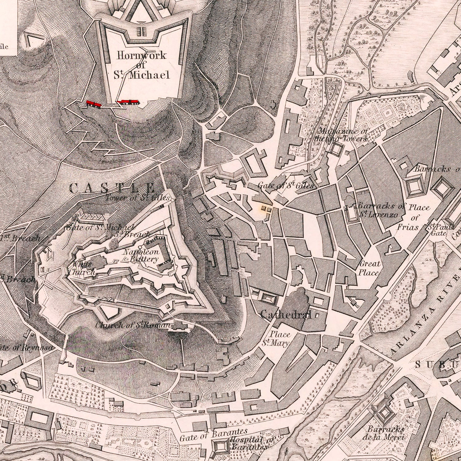Restored historic details from the 1812 city map of Burgos