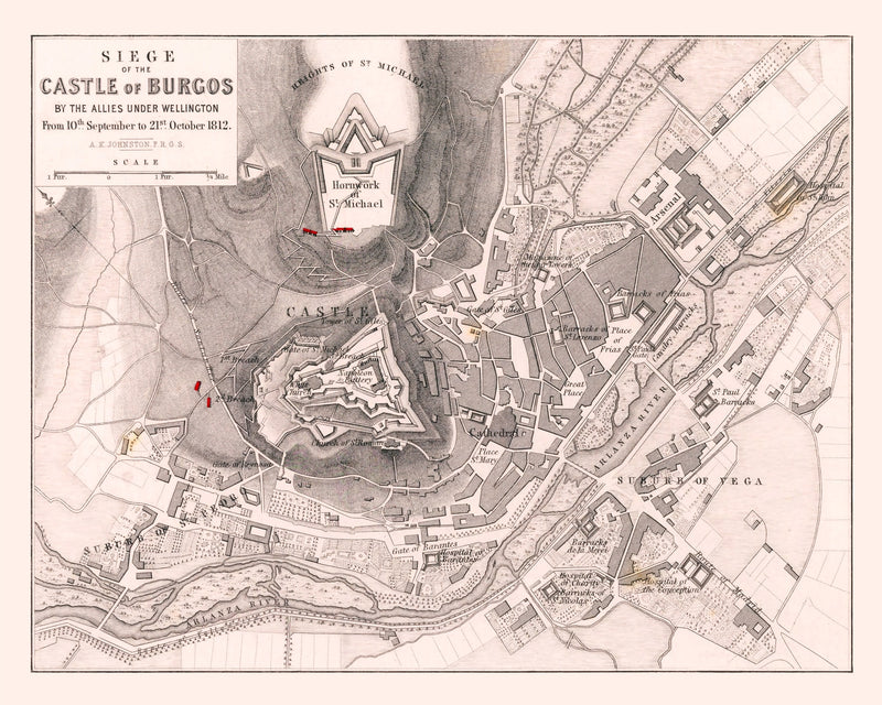 Size comparison using Vintage Map of the Siege of the Castle of Burgos, 1812