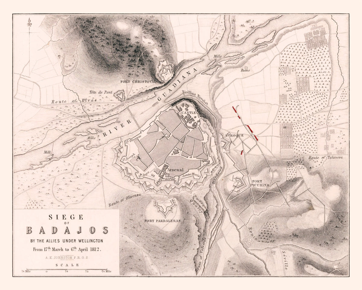Preview of Vintage Map of the Siege of Badajos, 1812