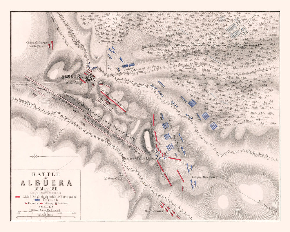 Vintage Map of the Battle of Albuera, 1811 print style example