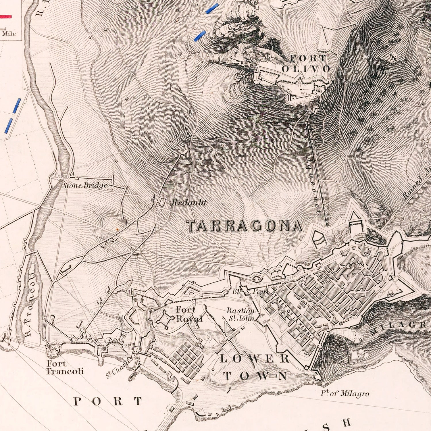 Restored historic details from the 1811 city map of Tarragona