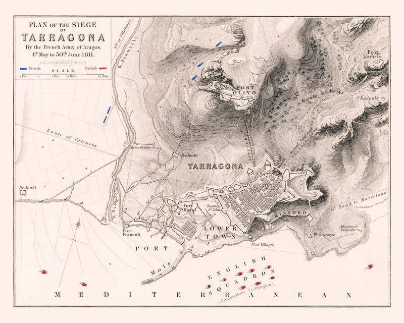 Size comparison using Vintage Map of the Siege of Tarragona, 1811