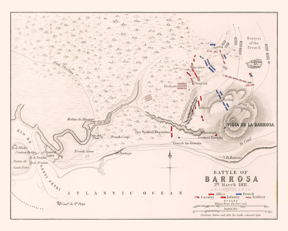 Vintage Map of the Battle of Barossa, 1811 print style example