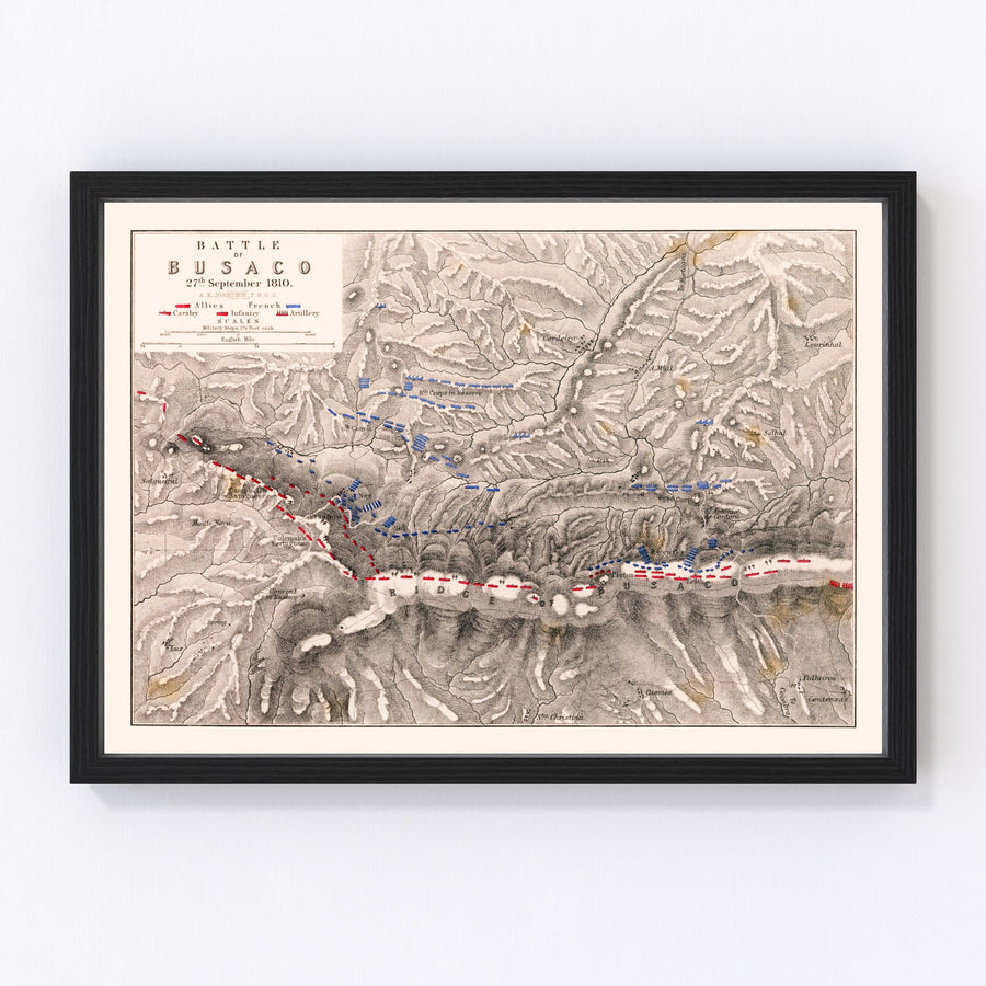 Vintage Map of the Battle of Busaco, 1810