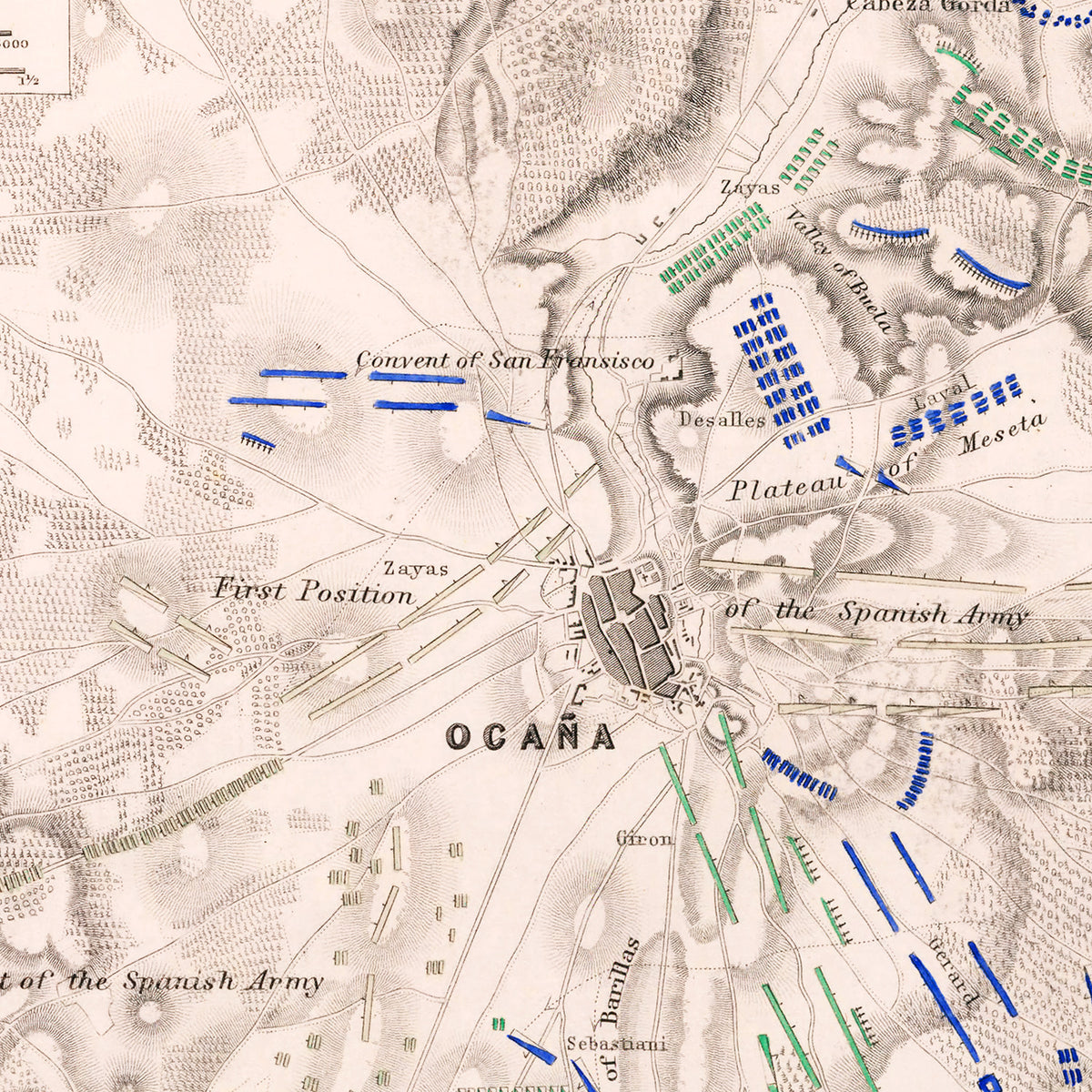 Restored historic details from the 1809 city map of Ocana