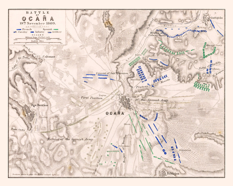 Size comparison using Vintage Map of the Battle of Ocana, 1809