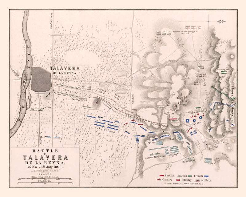 Size comparison using Vintage Map of the Battle of Talavera de la Reyna, 1809