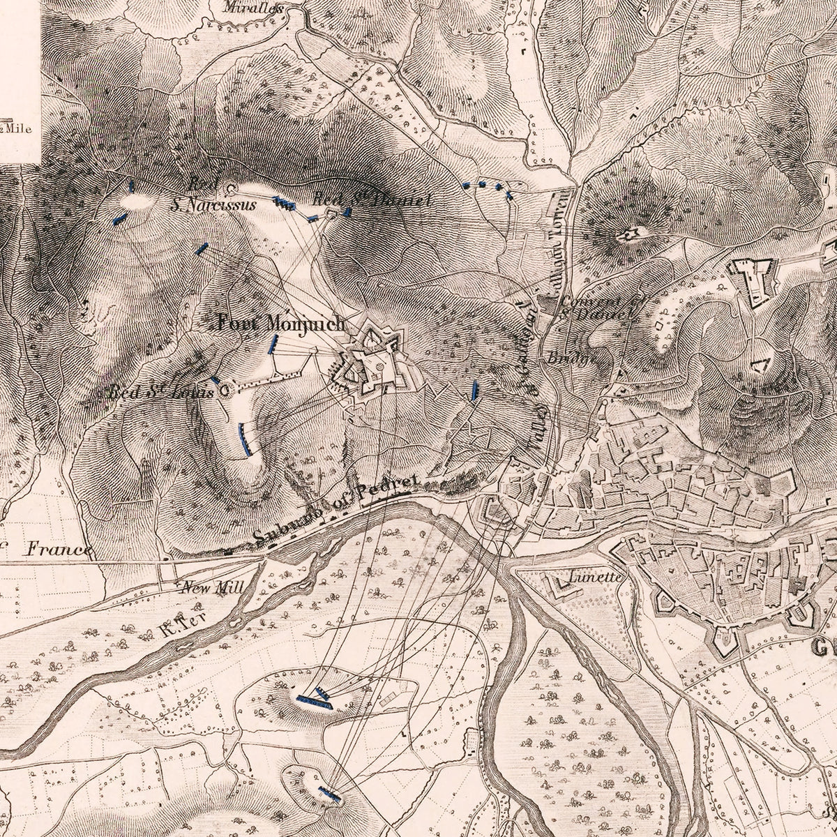 Restored historic details from the 1809 city map of Gerona
