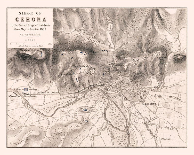 Size comparison using Vintage Map of the Siege of Gerona, 1809