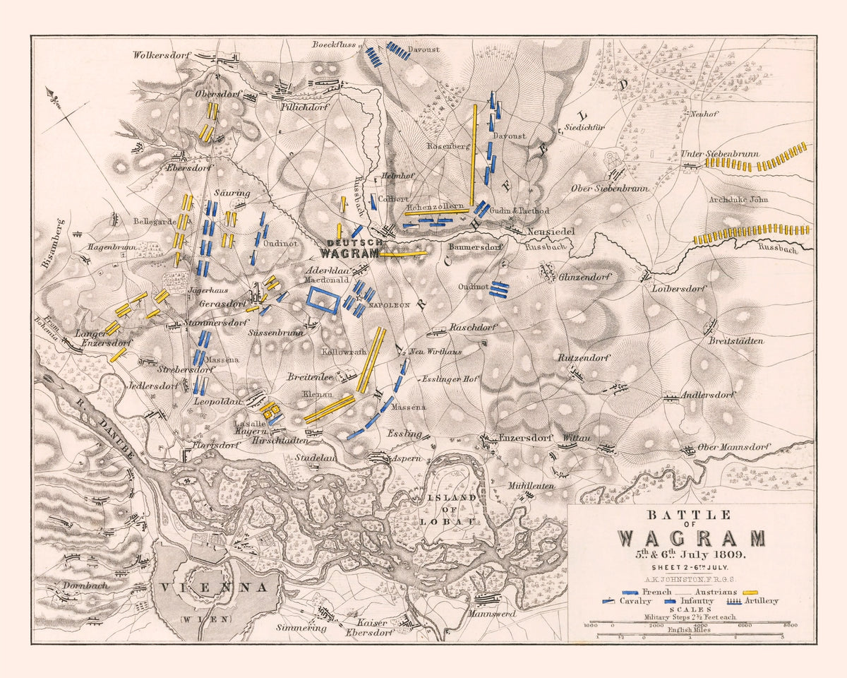 Preview of Vintage Map of the Battle of Wagram, 1809