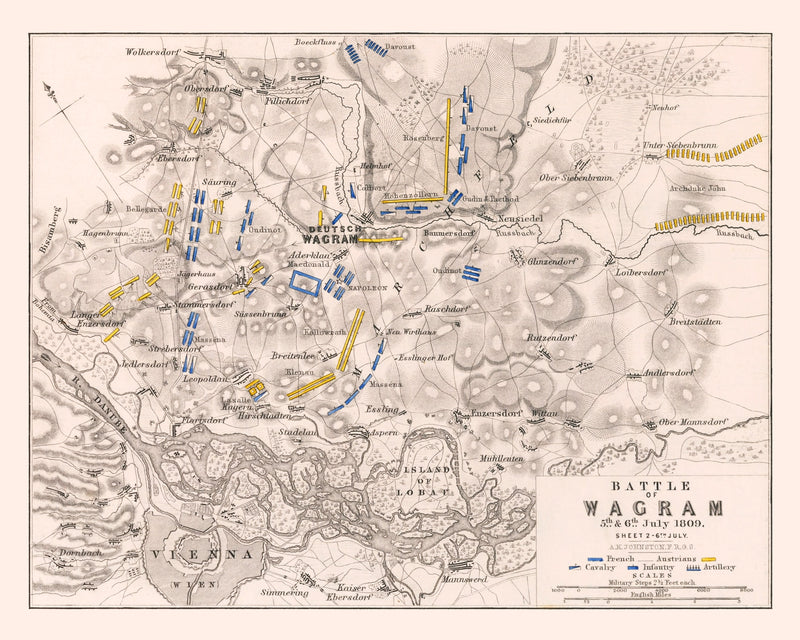 Size comparison using Vintage Map of the Battle of Wagram, 1809