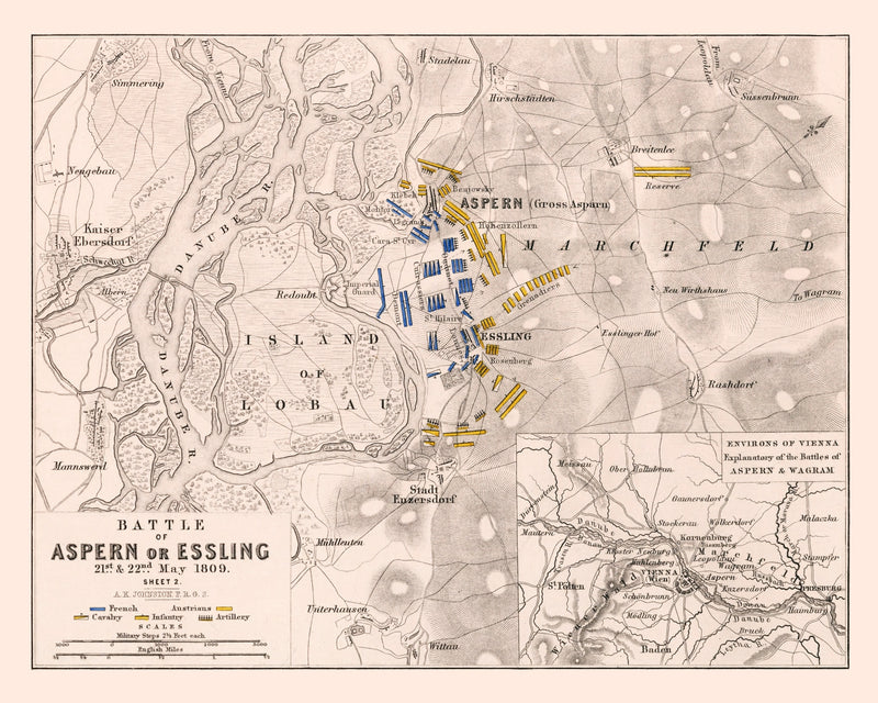 Size comparison using Vintage Map of the Battle of Aspern, 1809