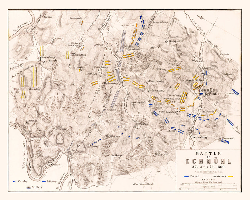 Size comparison using Vintage Map of the Battle of Ecmuhl, 1809