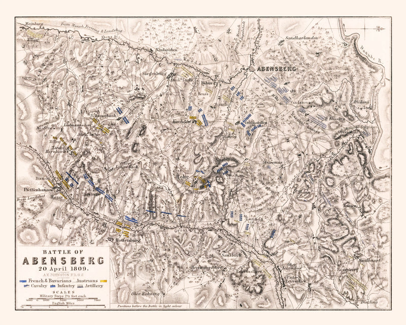Size comparison using Vintage Map of the Battle of Abensberg, 1809