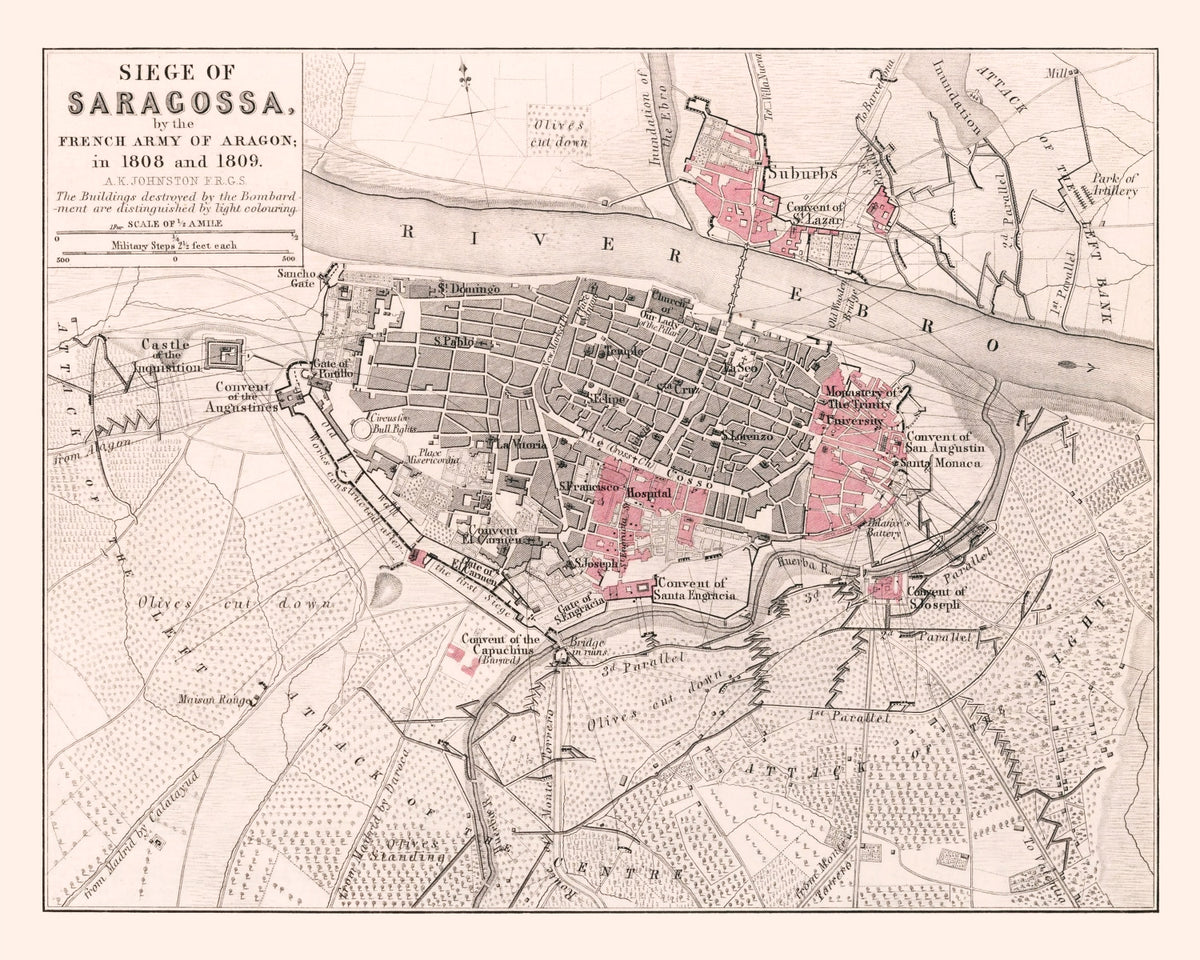 Preview of Vintage Map of the Siege of Saragossa, 1809