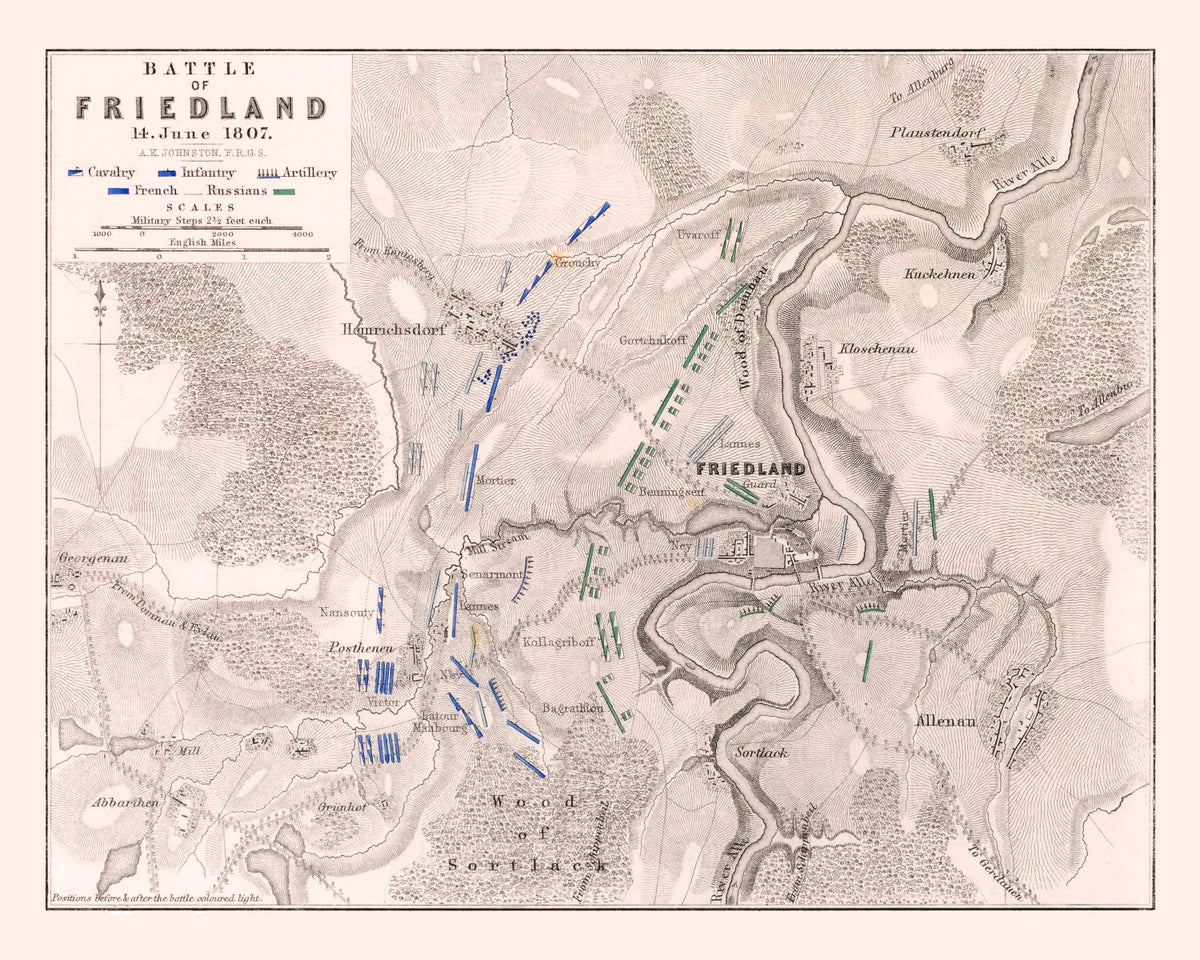 Preview of Vintage Map of the Battle of Friedland, 1807