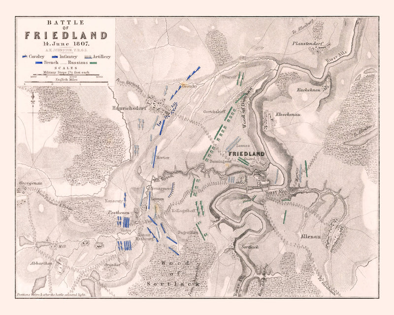 Size comparison using Vintage Map of the Battle of Friedland, 1807