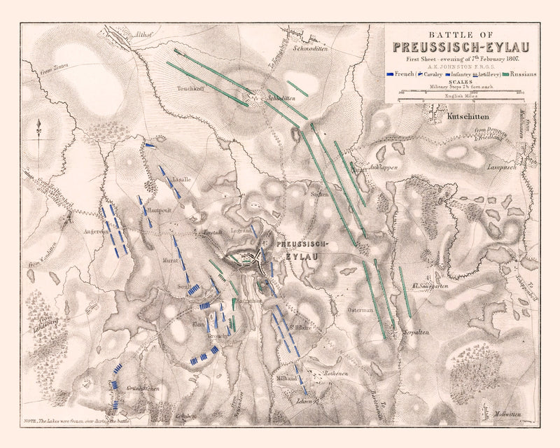 Size comparison using Vintage Map of the Battle of Preussisch-Eylau, 1807