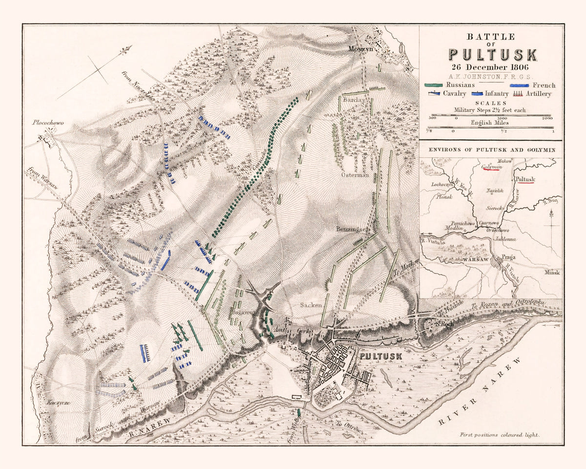 Preview of Vintage Map of the Battle of Pultusk, 1806