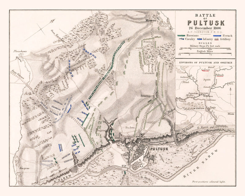 Size comparison using Vintage Map of the Battle of Pultusk, 1806