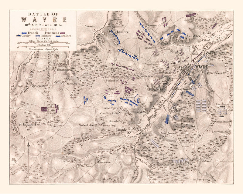 Size comparison using Vintage Map of the Battle of Wavre, 1815