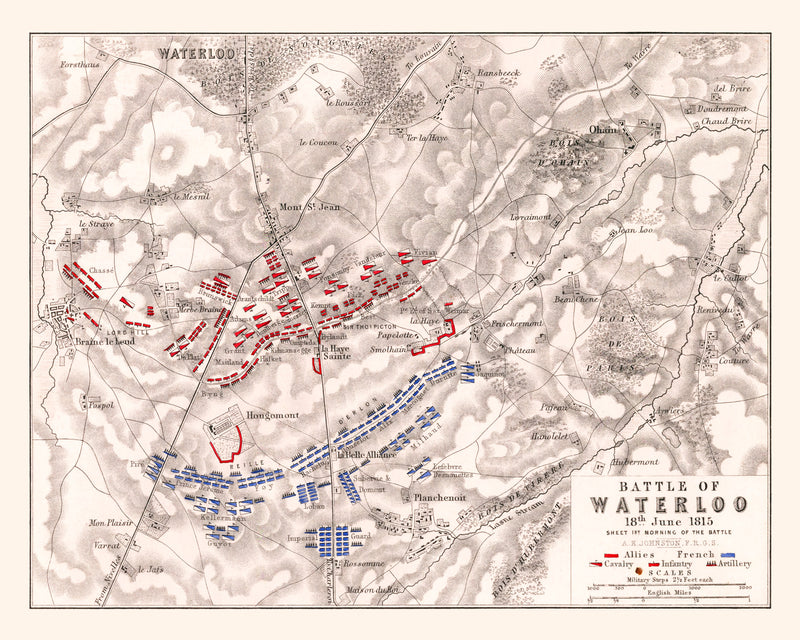 Size comparison using Vintage Map of the Battle of Waterloo, 1815