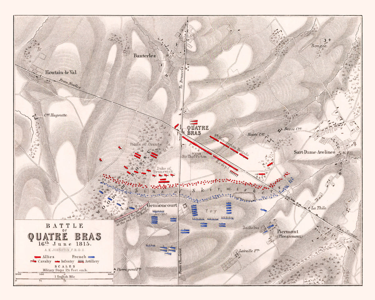 Preview of Vintage Map of the Battle of Quatre Bras, 1815