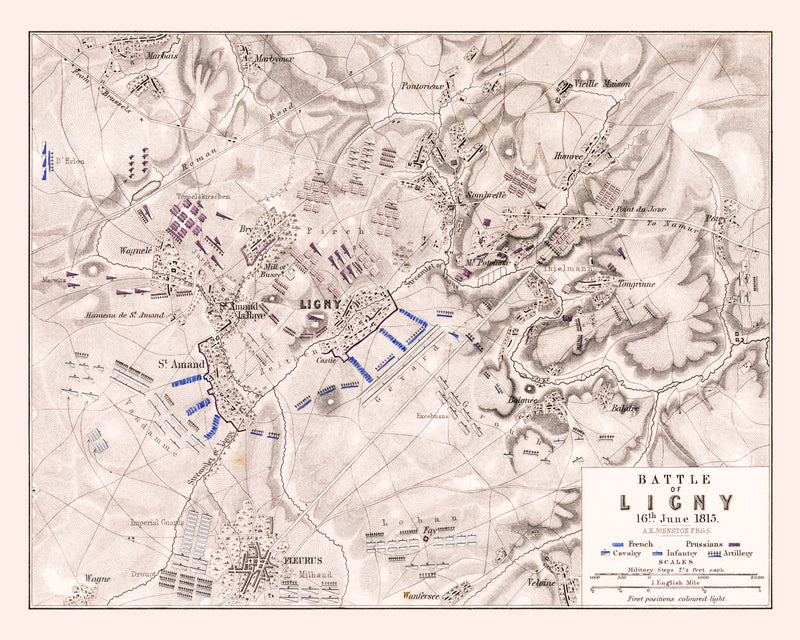 Size comparison using Vintage Map of the Battle of Ligny, 1815