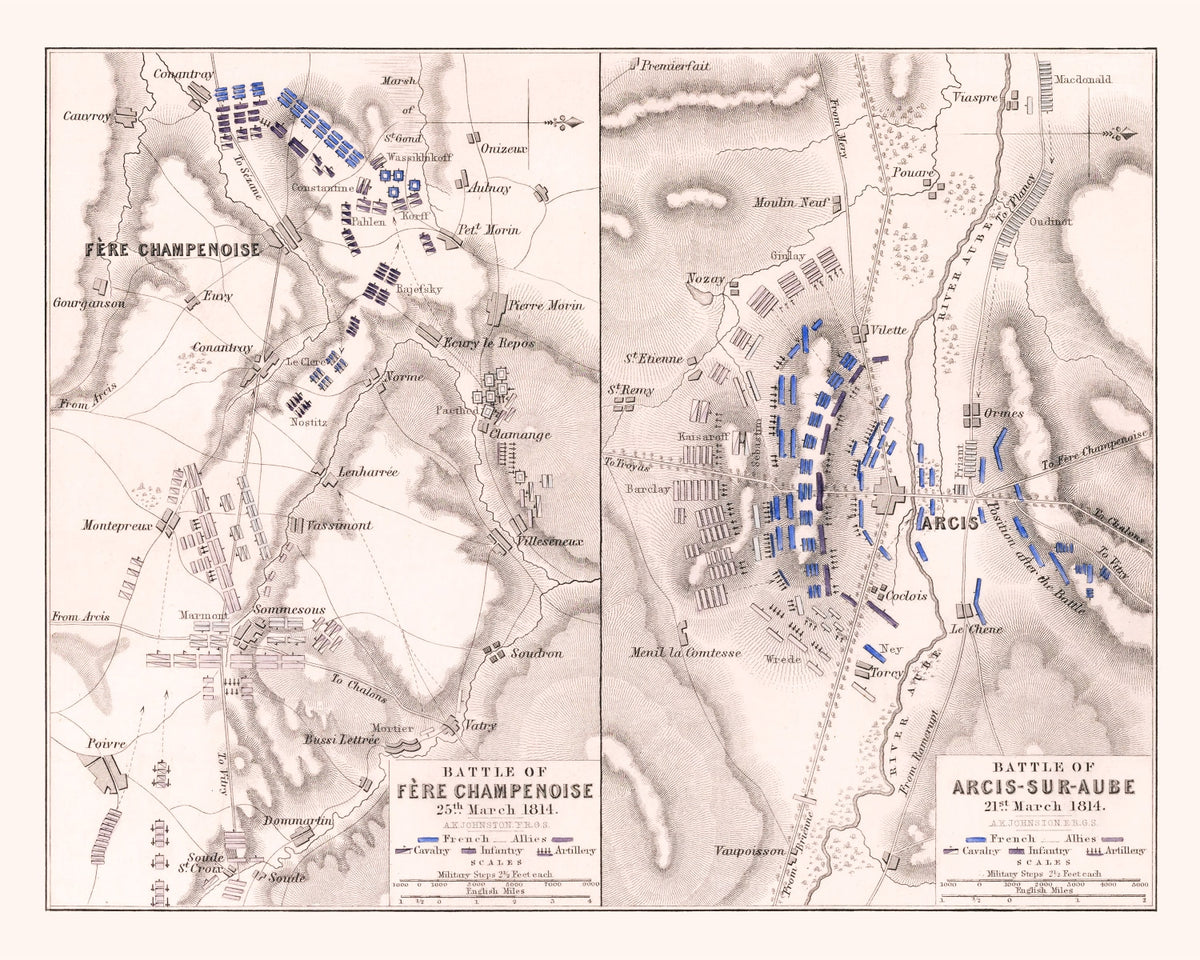 Preview of Vintage Map of the Battle of Fere-Champenoise, 1814