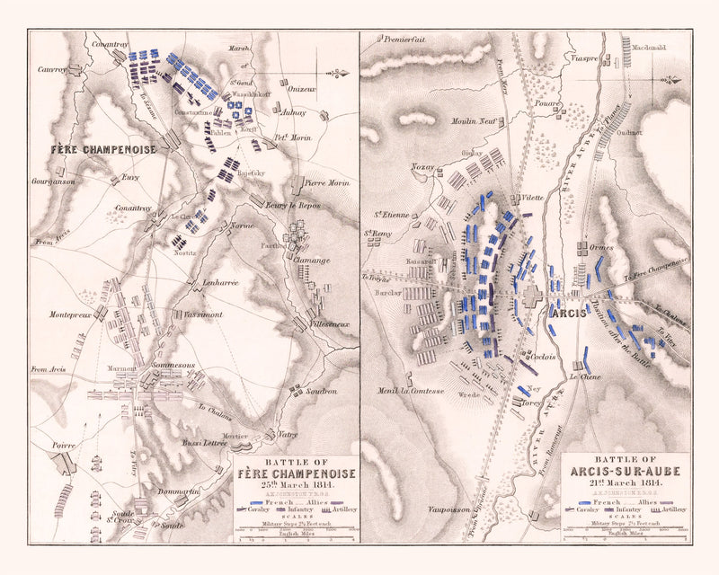 Size comparison using Vintage Map of the Battle of Fere-Champenoise, 1814
