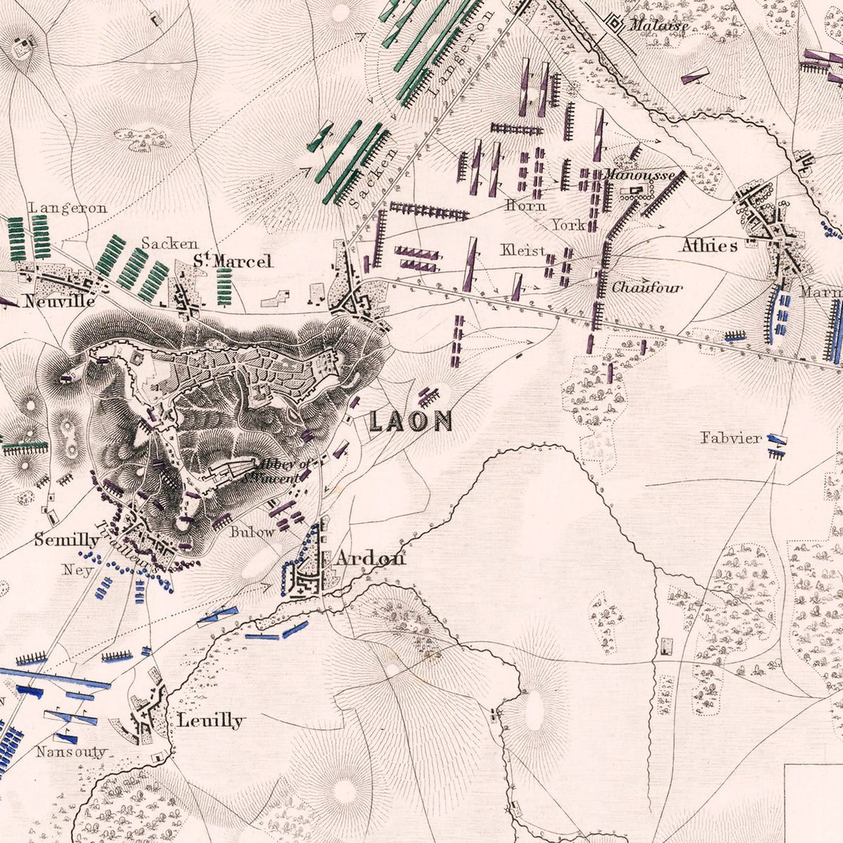 Restored historic details from the 1814 city map of Laon