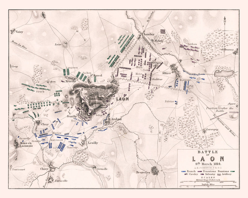 Size comparison using Vintage Map of the Battle of Laon, 1814