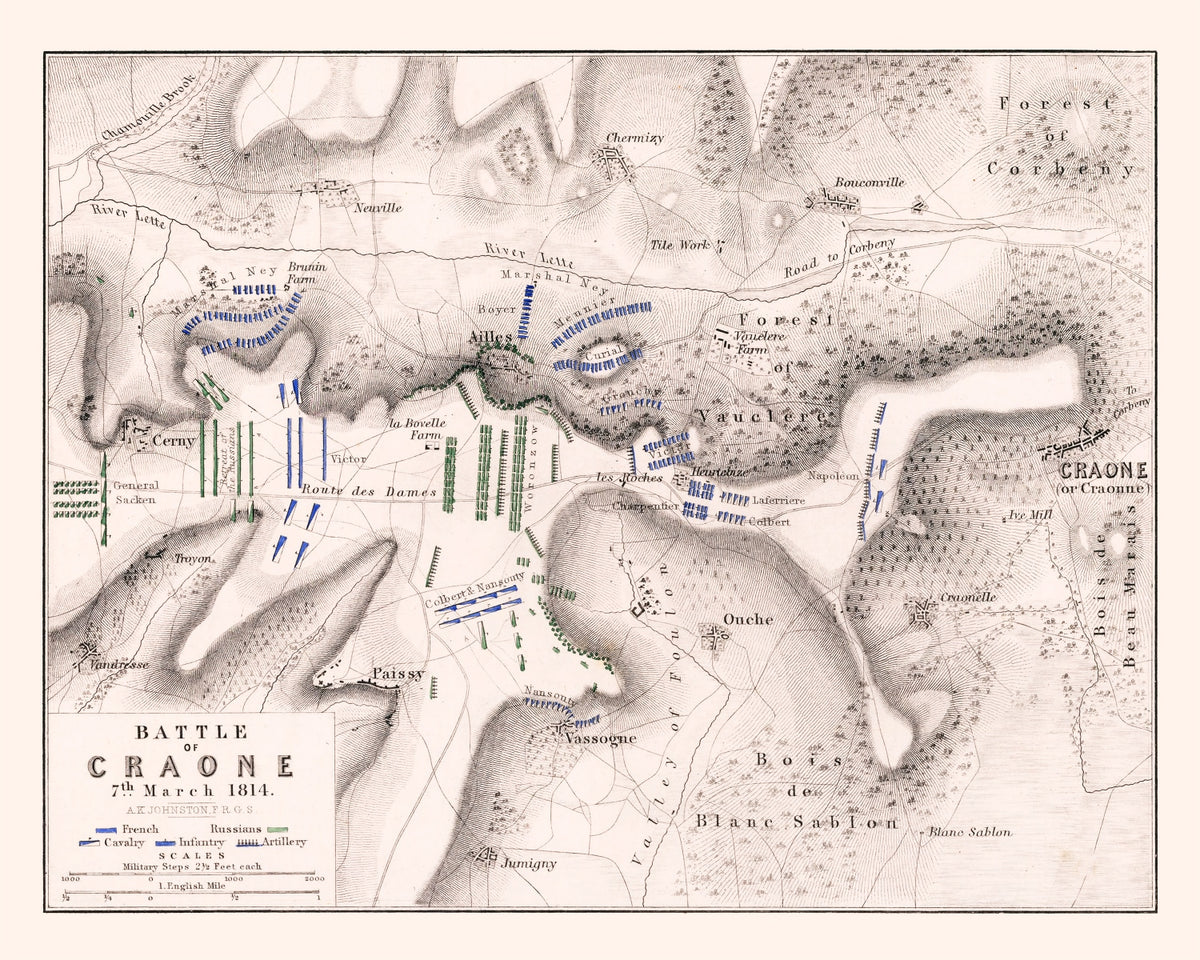 Preview of Vintage Map of the Battle of Craone, 1814