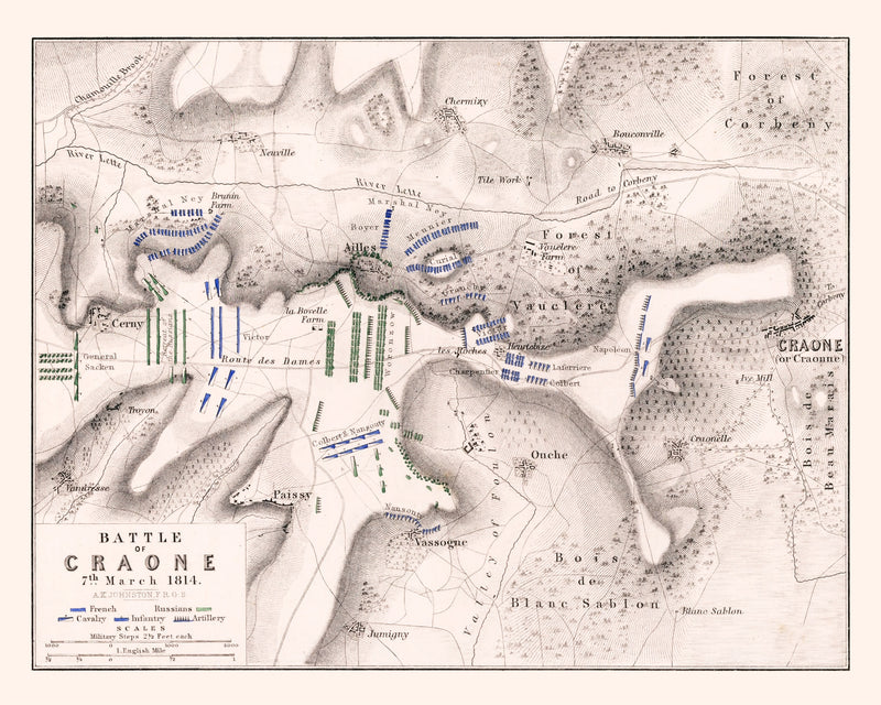 Size comparison using Vintage Map of the Battle of Craone, 1814