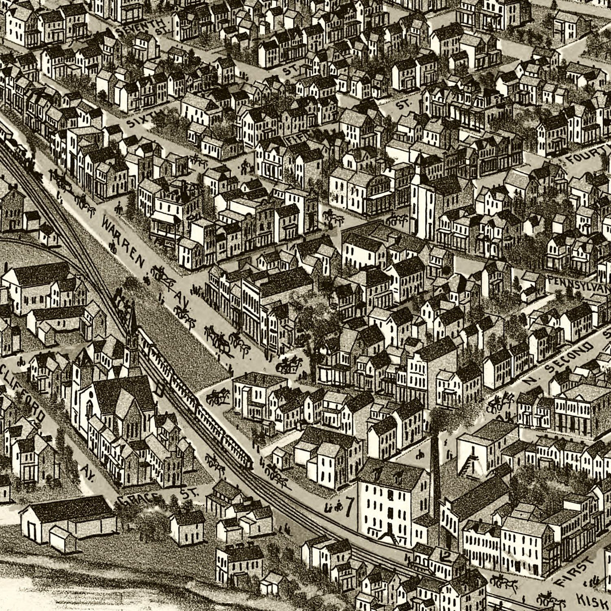Restored historic details from the 1896 city map of Apollo, Pennsylvania