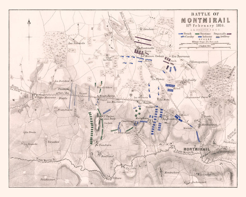 Size comparison using Vintage Map of the Battle of Montmirail, 1814