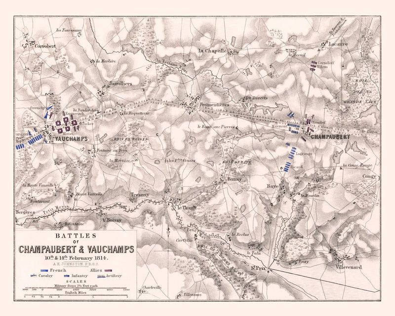 Size comparison using Vintage Map of the Battles of Champaubert & Vauchamps, 1814