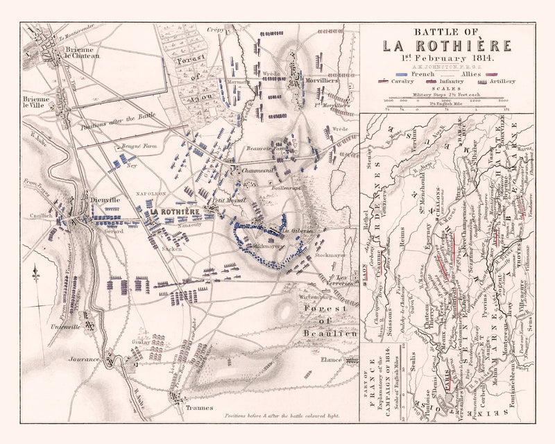 Size comparison using Vintage Map of the Battle of La Rothiere, 1814