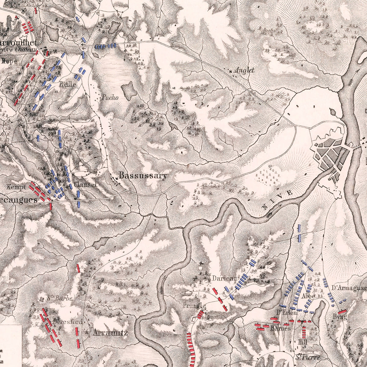 Restored historic details from the 1813 city map of Bayonne