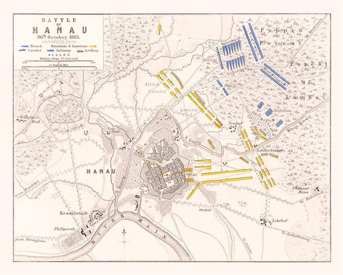 Preview of Vintage Map of the Battle of Hanau, 1813