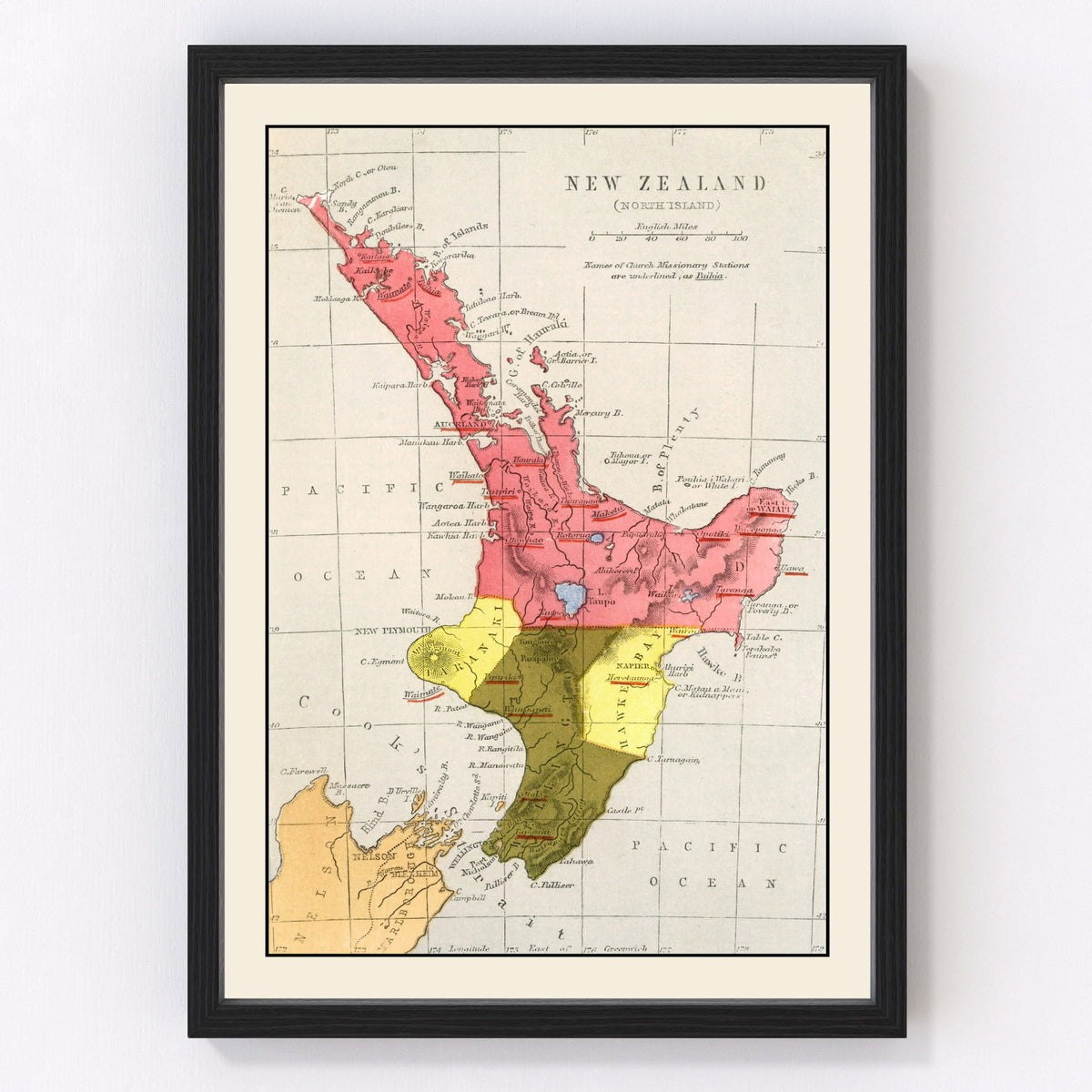 New Zealand Vintage Map 1862